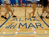 00023955A ma nb AlmadelMar1stDay  K-4th graders file to class after morning routines held in the gymnasium on the first day of school at the Alma del Mar's new school on Belleville Avenue in the north end of New Bedford.   PETER PEREIRA/THE STANDARD-TIMES/SCMG : school, education